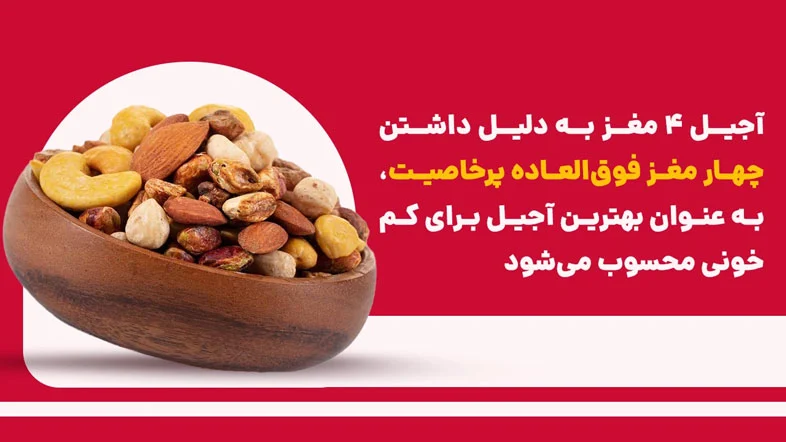 فواید آجیل چهار مغز برای درمان کمخونی در زنان